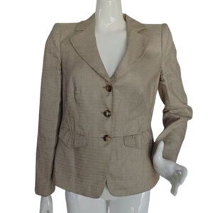 ARMANI COLLEZIONI Jacket, 8, Linen/Silk blend, 3 buttons, Tan/beige